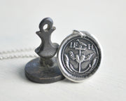 anchor with winged heart wax seal jewelry