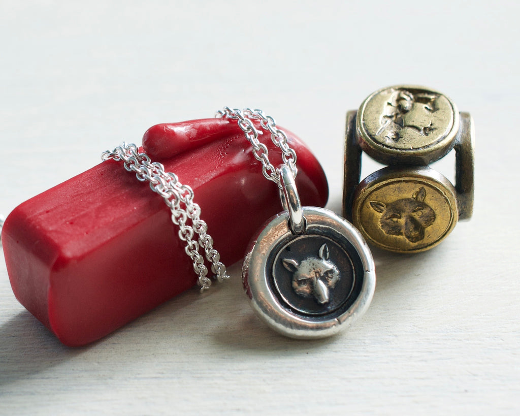 fox wax seal necklace