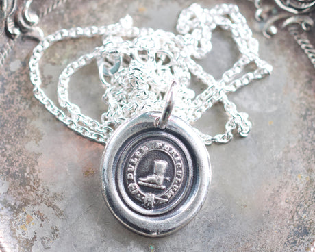 spurred boot wax seal necklace