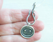 hearts and snake wax seal necklace
