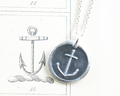 anchor wax seal necklace