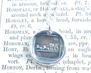 horse and buggy wax seal necklace