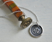 four leaf clover wax seal pendant