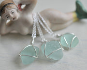 sea foam sea glass necklace