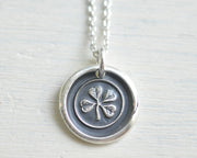 four leaf clover wax seal necklace
