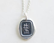 serpent and axe wax seal necklace