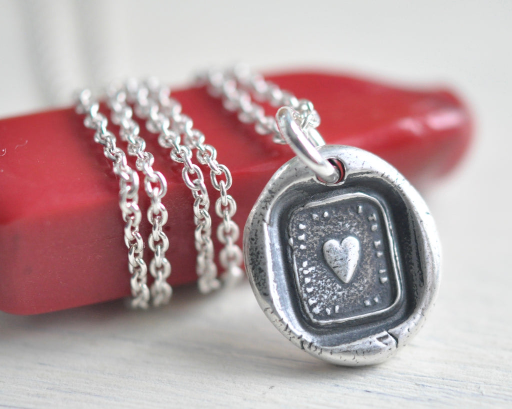 heart wax seal necklace