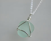 sea foam sea glass necklace