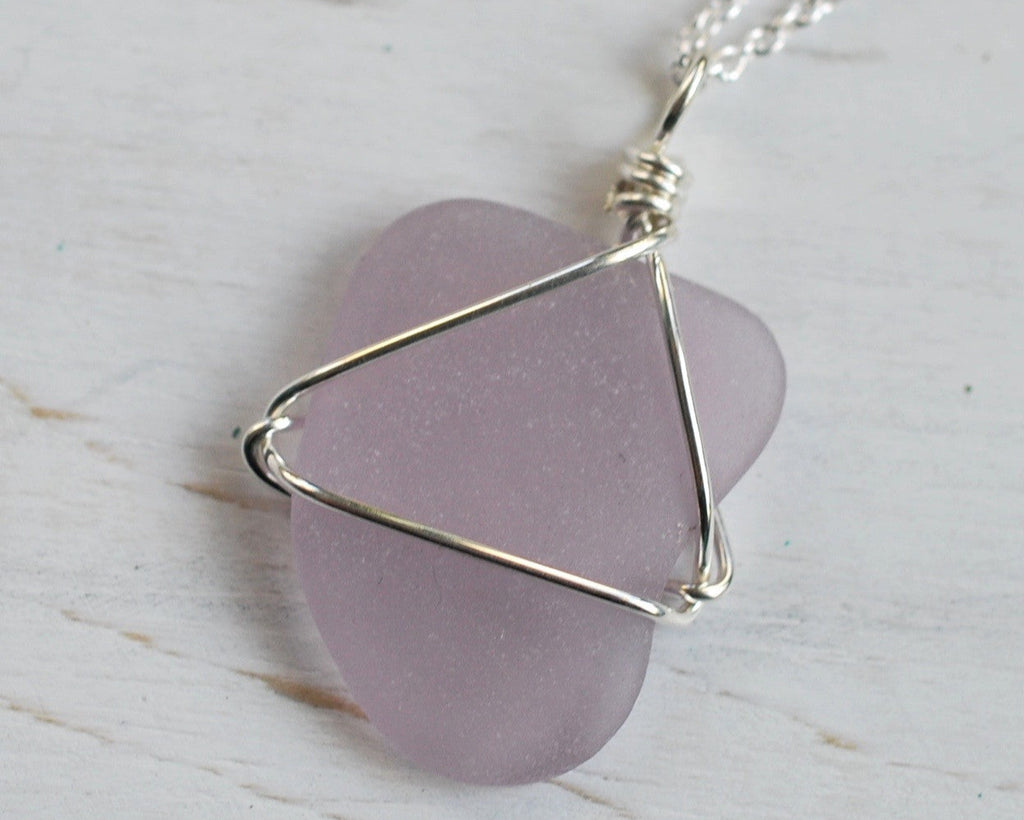 lavender sea glass necklace pendant