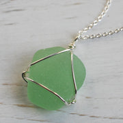 pale green sea glass necklace pendant