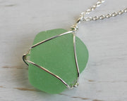 pale green sea glass necklace pendant