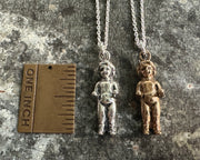 Frozen Charlotte doll necklace charm - bronze