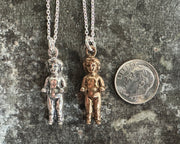 Frozen Charlotte doll necklace charm - bronze