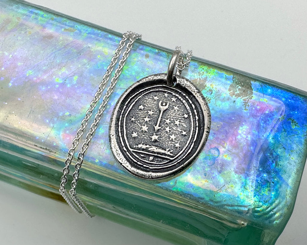 stars and arrow wax seal necklace