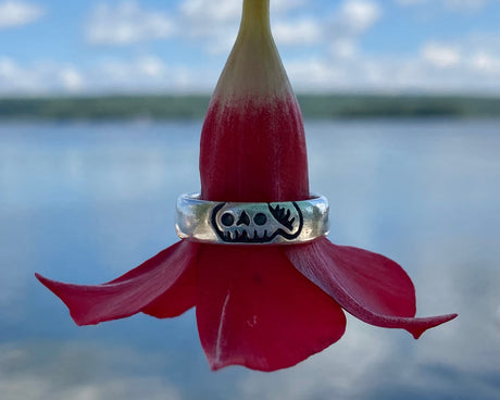 personalized skull mourning ring