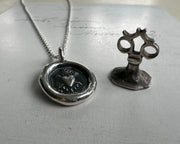 bleeding heart wax seal necklace charm - larger charm - wax seal jewelry