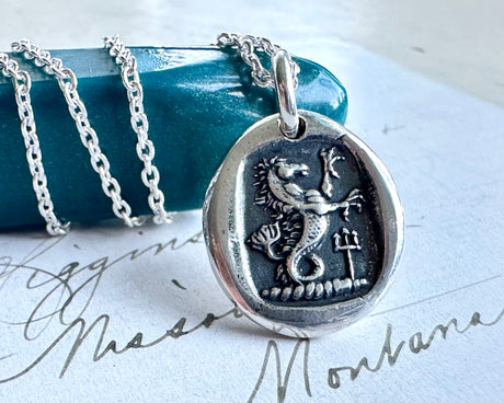 seahorse wax seal necklace