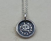 skull and bones wax seal necklace