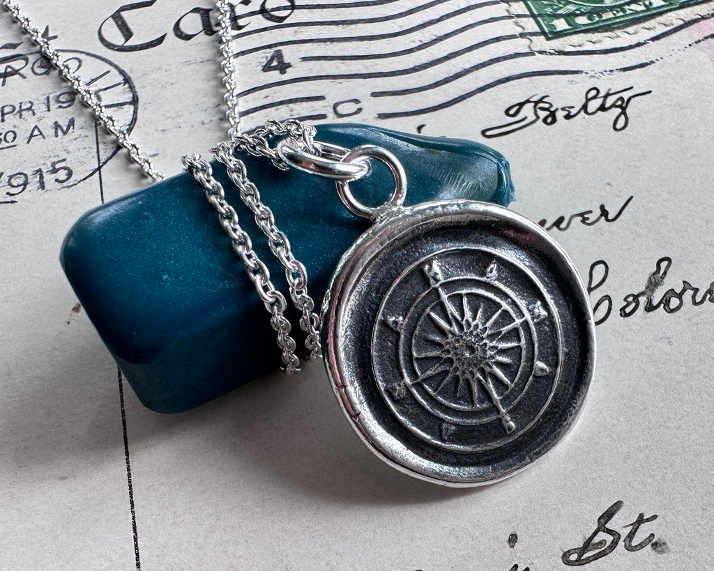 compass wax seal necklace