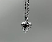 heart stone necklace charm - sterling silver rock heart jewelry