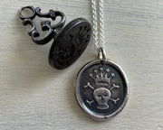 crowned skull wax seal pendant