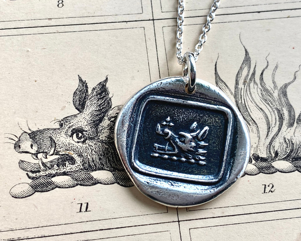 boars' head wax seal necklace