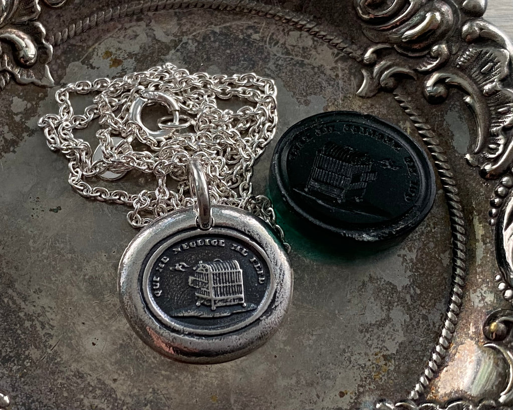 bird cage wax seal necklace