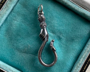jewelry hook - hand holding serpent hook - snake hook - charm holder