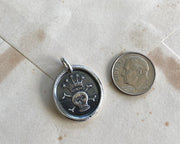 skull and crossbones wax seal necklace - crowned skull and bones