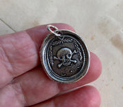 skull and crossbones wax seal necklace - memento mori - wax seal jewelry