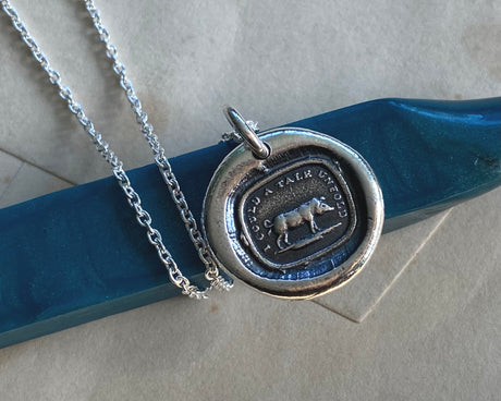 pig wax seal necklace