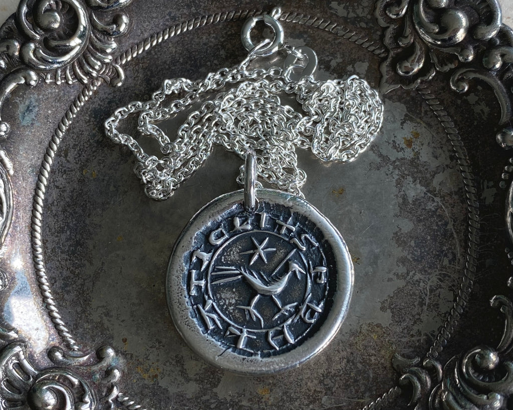 crow wax seal necklace