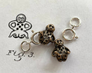 tiny little people doll dice pendant charm - bronze dice - ornamental dice