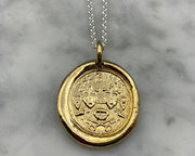 gold skull wax seal pendant