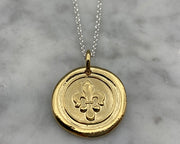 gold fleur de lis wax seal necklace