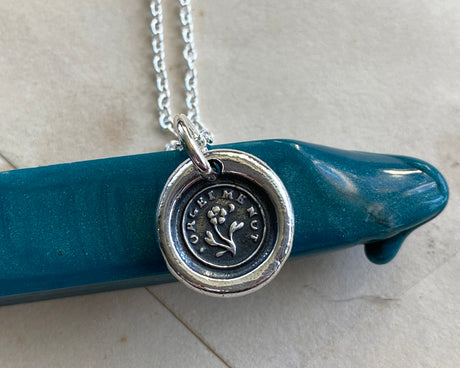 forget me not wax seal necklace