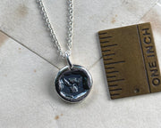 winged hourglass wax seal necklace - flight of time - wax seal jewelry