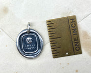 skull wax seal necklace charm - OMNIA VANITAS - gold wax seal jewelry