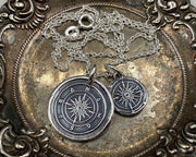 small compass wax seal necklace - wax seal jewelry