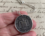 french scales of justice wax seal necklace