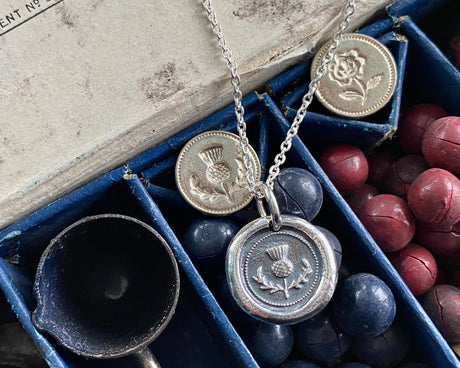 scottish thistle wax seal necklace