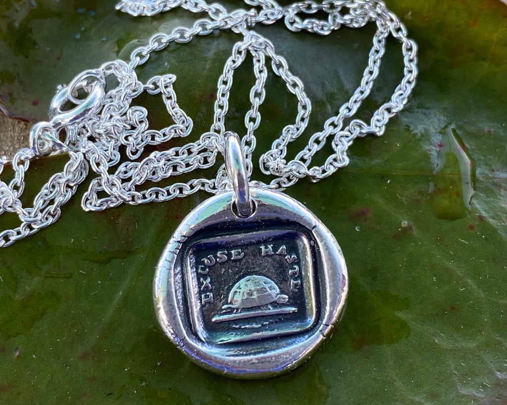 excuse haste wax seal necklace