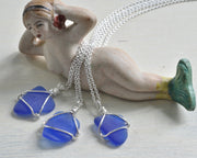 cobalt blue sea glass necklace pendant