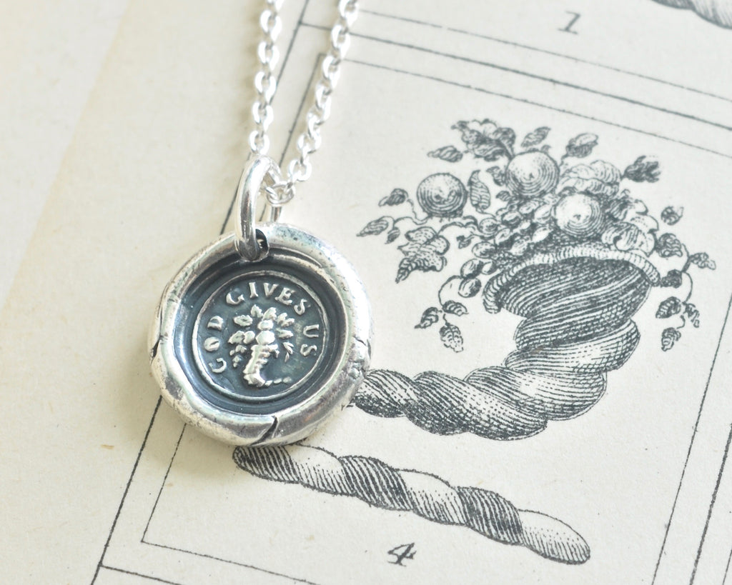 cornucopia wax seal necklace