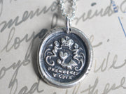heart in hand wax seal necklace
