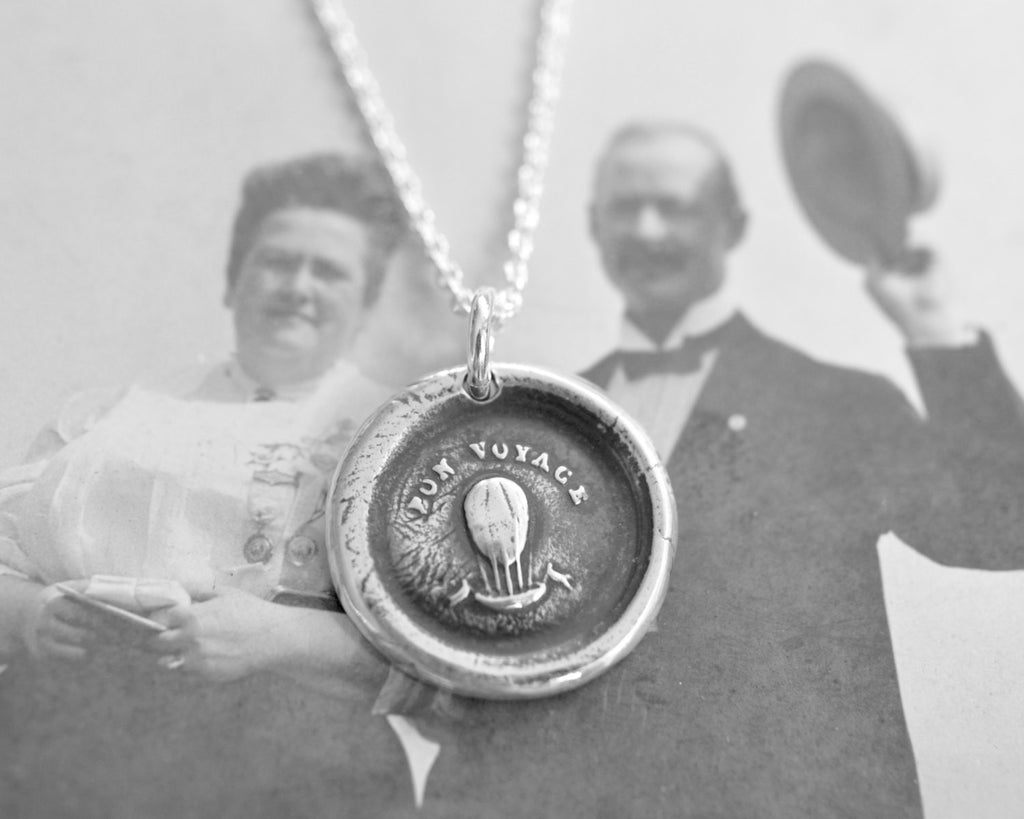hot air balloon wax seal necklace