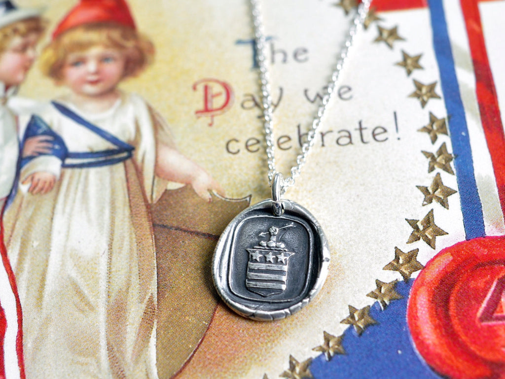 stars and stripes wax seal necklace