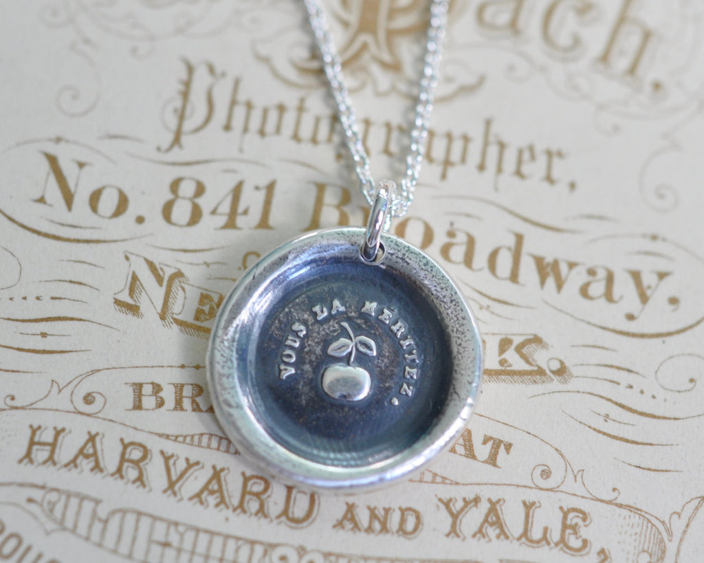 apple wax seal necklace