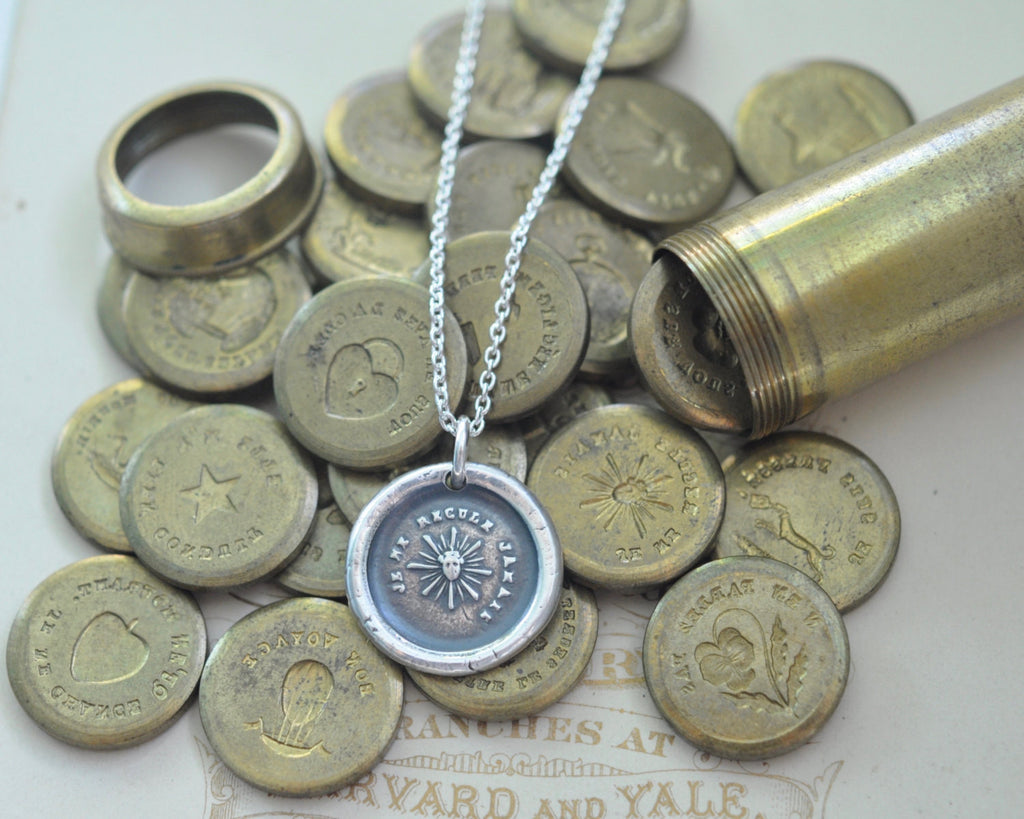 sun wax seal necklace - I never back down - wax seal jewelry