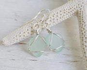 sea foam sea glass earrings